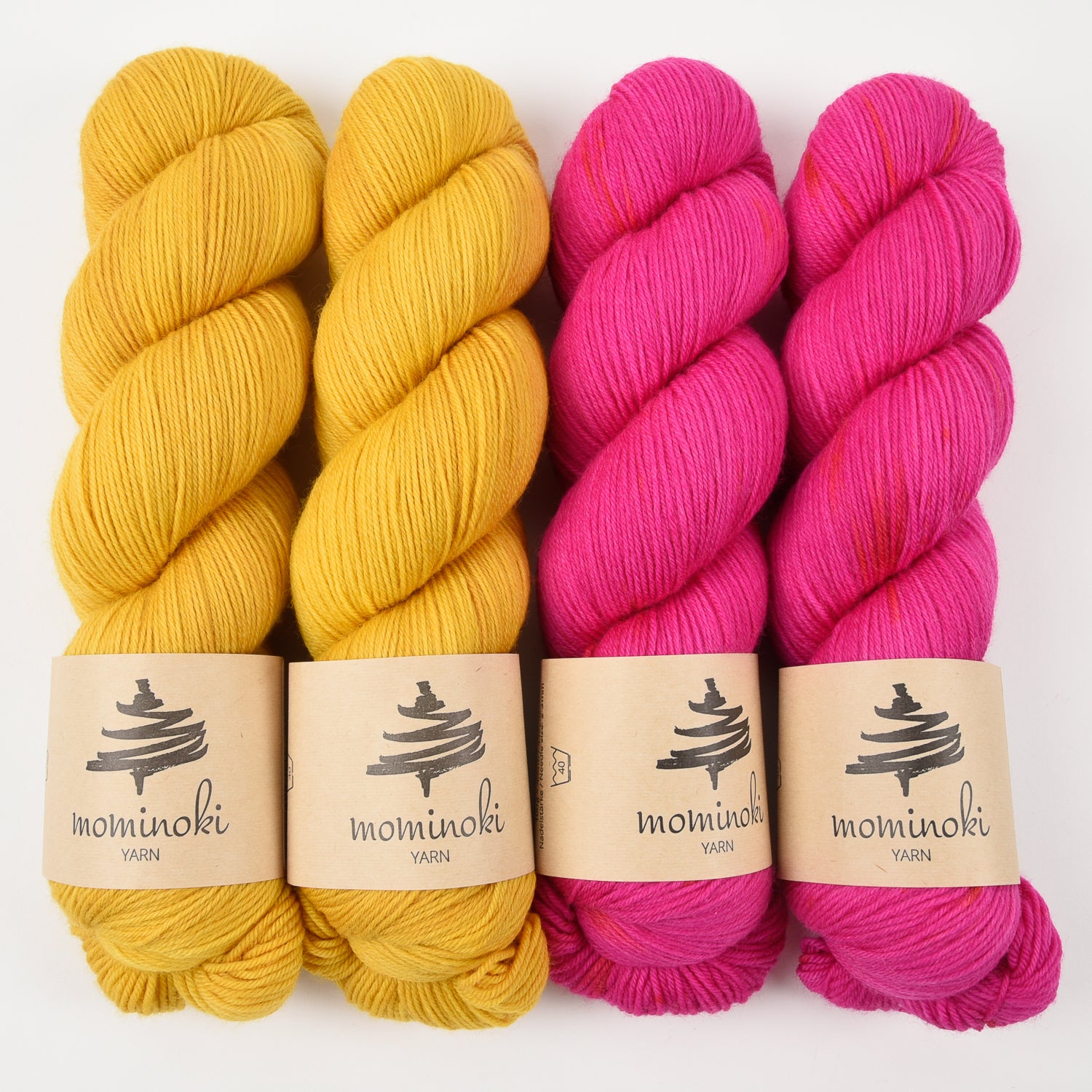 Mominoki Yarn RUBARB AND CUSTARD Merino wool Polyamide Fingering Quick Kits