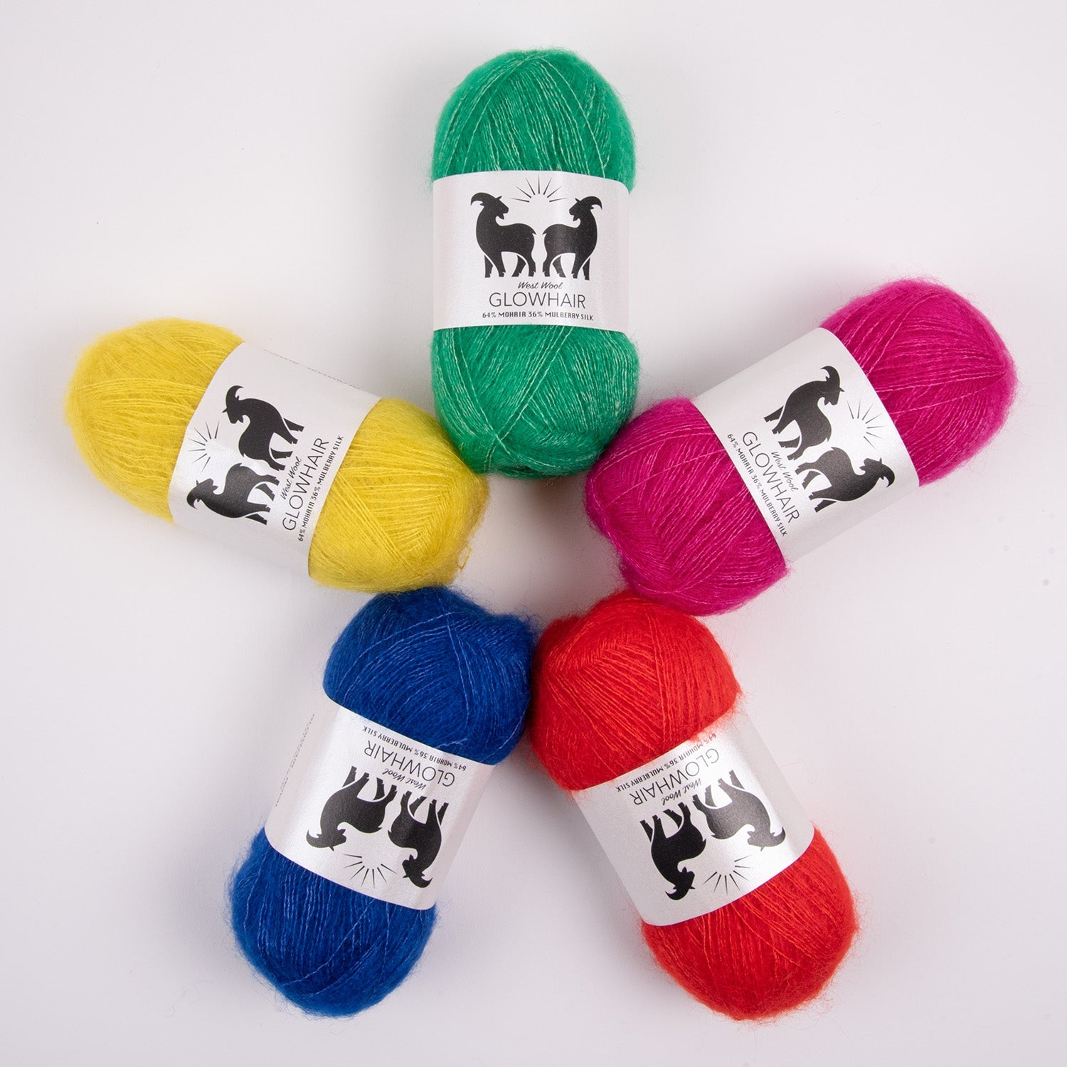 West Wool WESTKNITS KIT - HUNDREDS AND THOUSANDS Mohair Silk Lace blue yellow red green fuchsia Westknits Kits