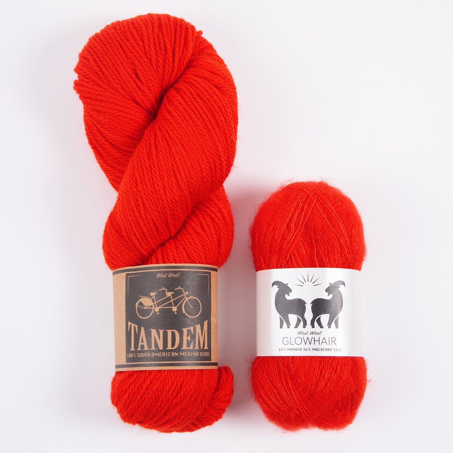 West Wool WESTKNITS KIT - RED HOT MOHAIR MATCH FOUR DK Mohair Silk Merino wool Lace DK red Westknits Kits
