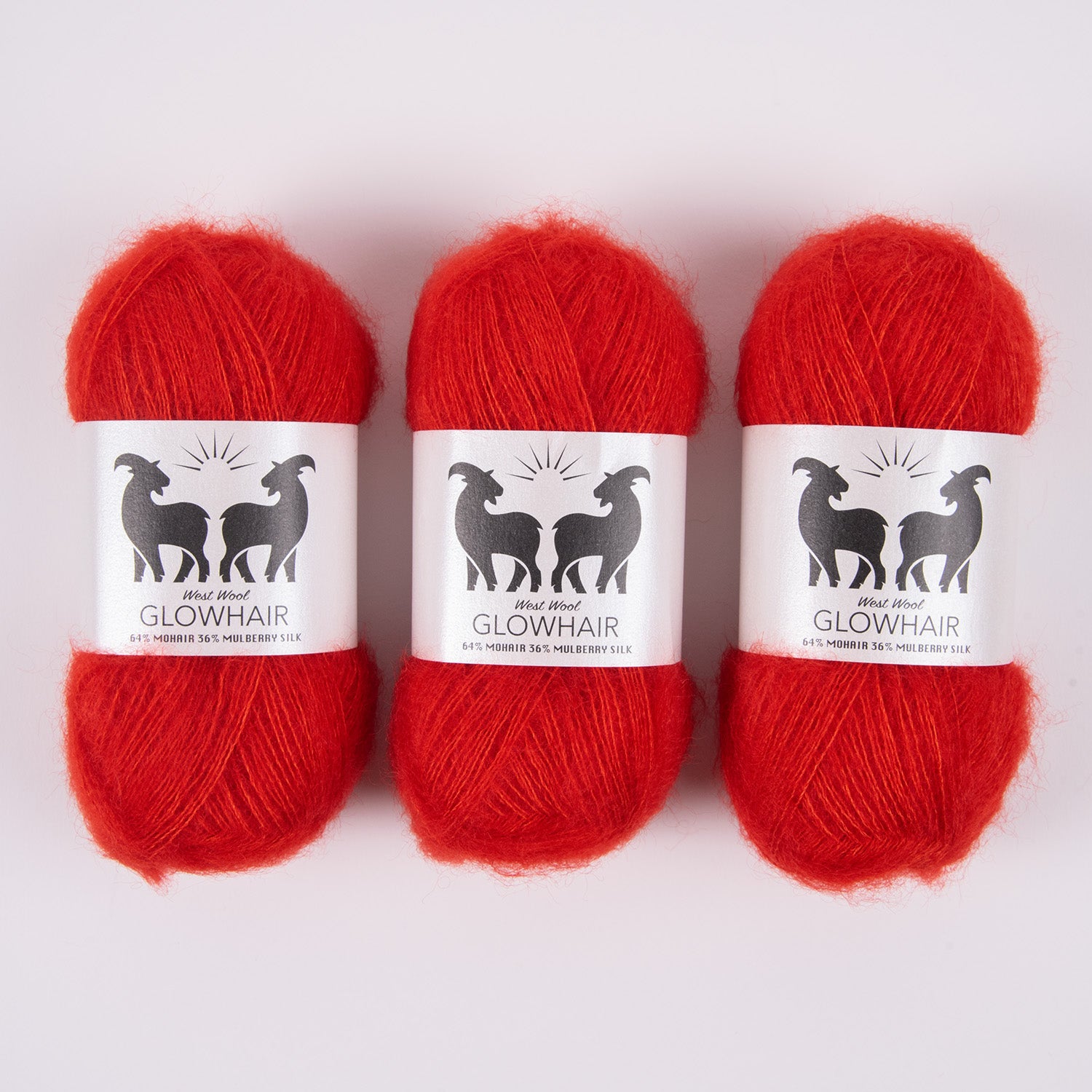 West Wool GLOWHAIR - RED HOT Mohair Silk Lace red Yarn