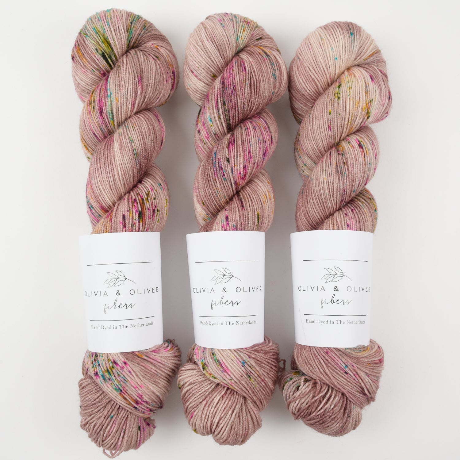 Olivia & Oliver OLIVIA BFL - SCATTERED PETALS BFL Wool Blue Faced Leicester Fingering pink Yarn