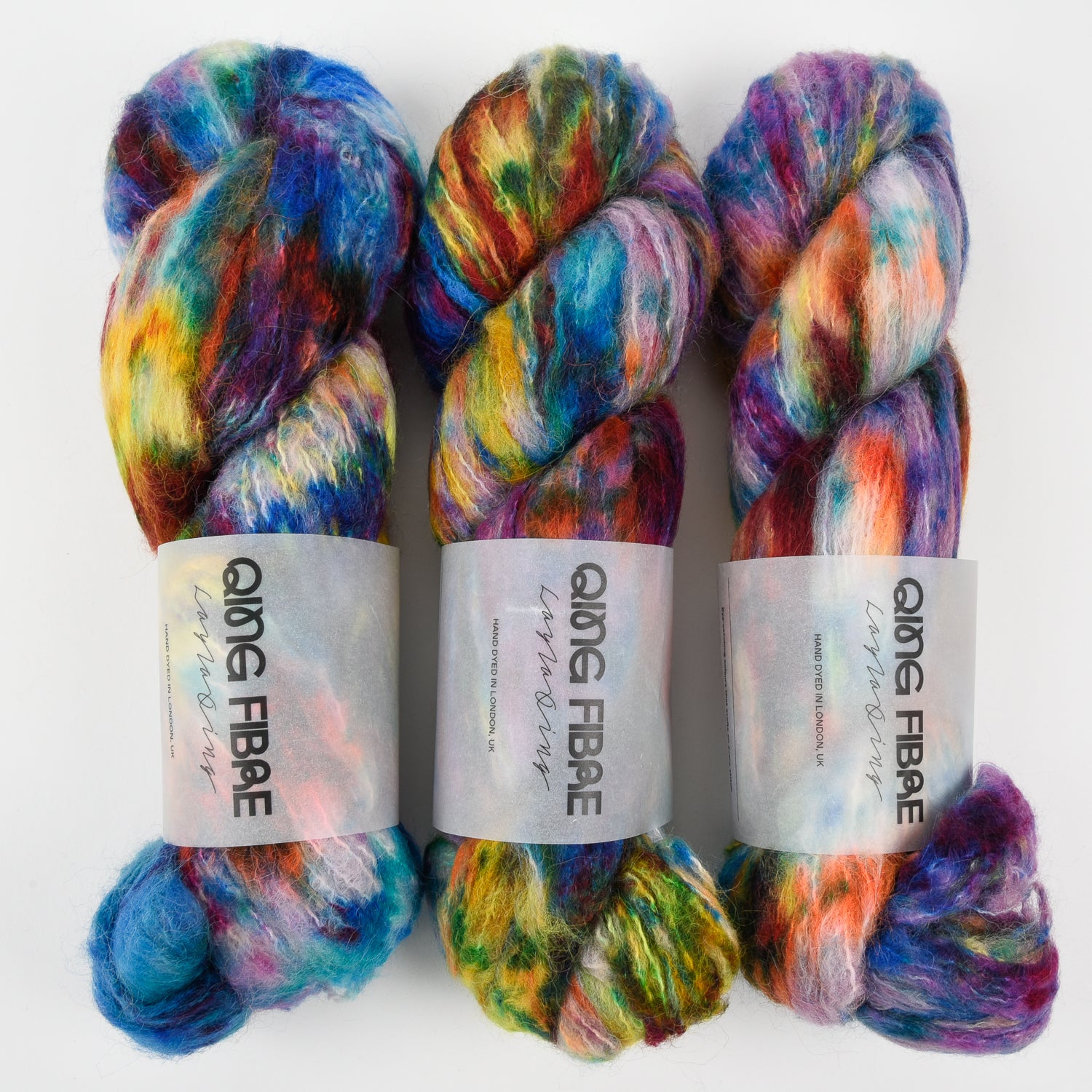 Qing Fibre MELTED BABY SURI - SHINDIG Alpaca Merino wool Silk rainbow Yarn