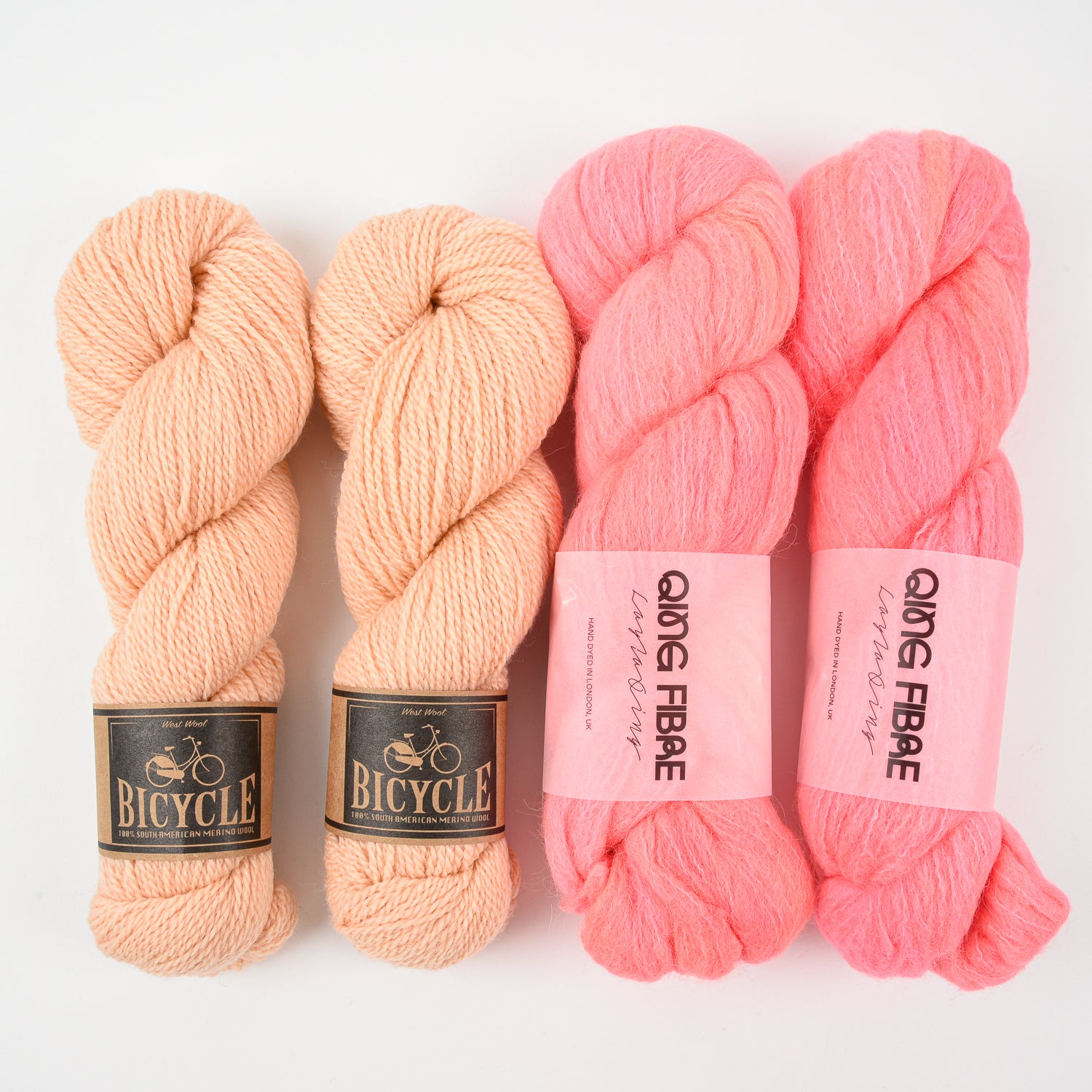 Qing Fibre SHRIMP SYRUP Alpaca Merino wool Silk Mixed Weight Quick Kits