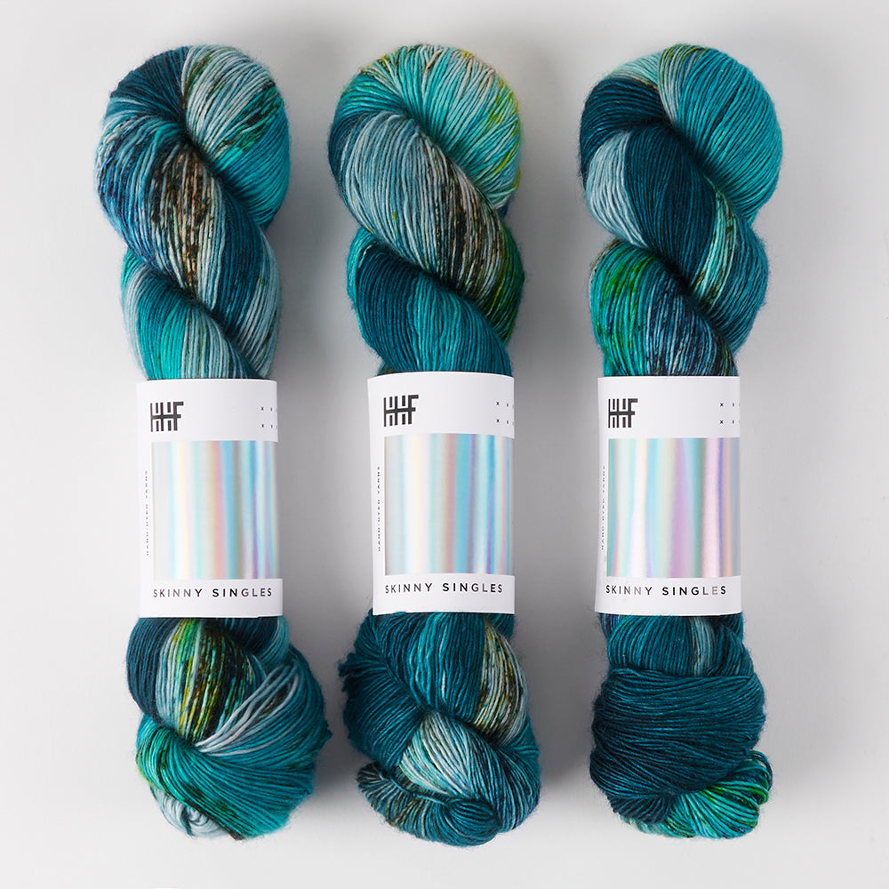 Hedgehog Fibres SKINNY SINGLES - CHRYSOCOLLA Merino wool Fingering blue turquoise Yarn