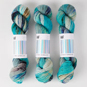 Hedgehog Fibres SKINNY SINGLES - ESTUARY Merino wool Fingering turquoise blue Yarn