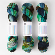 Hedgehog Fibres SKINNY SINGLES - INTO THE DEEP Merino wool Fingering blue turquoise Yarn