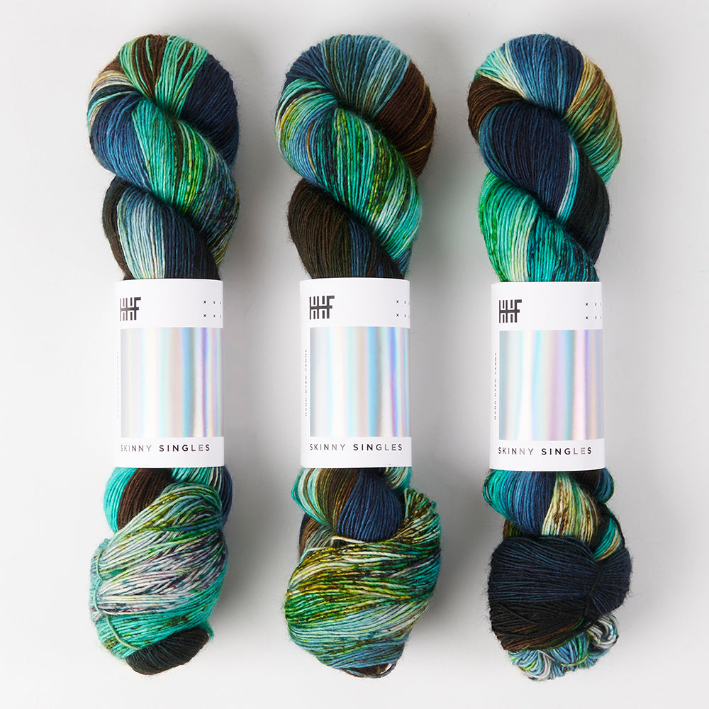 Hedgehog Fibres SKINNY SINGLES - INTO THE DEEP Merino wool Fingering blue turquoise Yarn