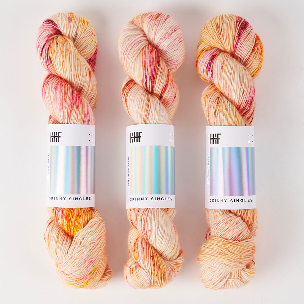 Hedgehog Fibres SKINNY SINGLES - MATCHBOX Merino wool Fingering peach Yarn