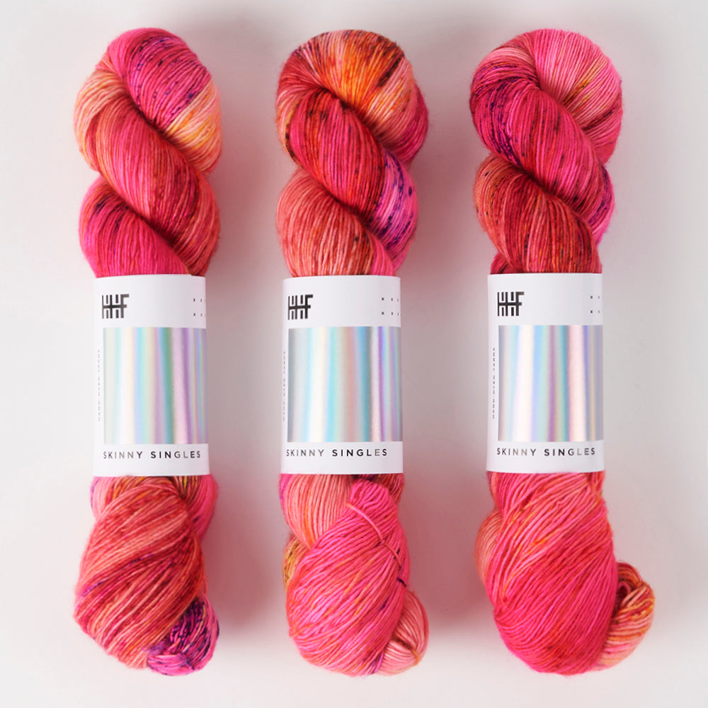 Hedgehog Fibres SKINNY SINGLES - PINK ROCKS Merino wool Fingering fuchsia Yarn