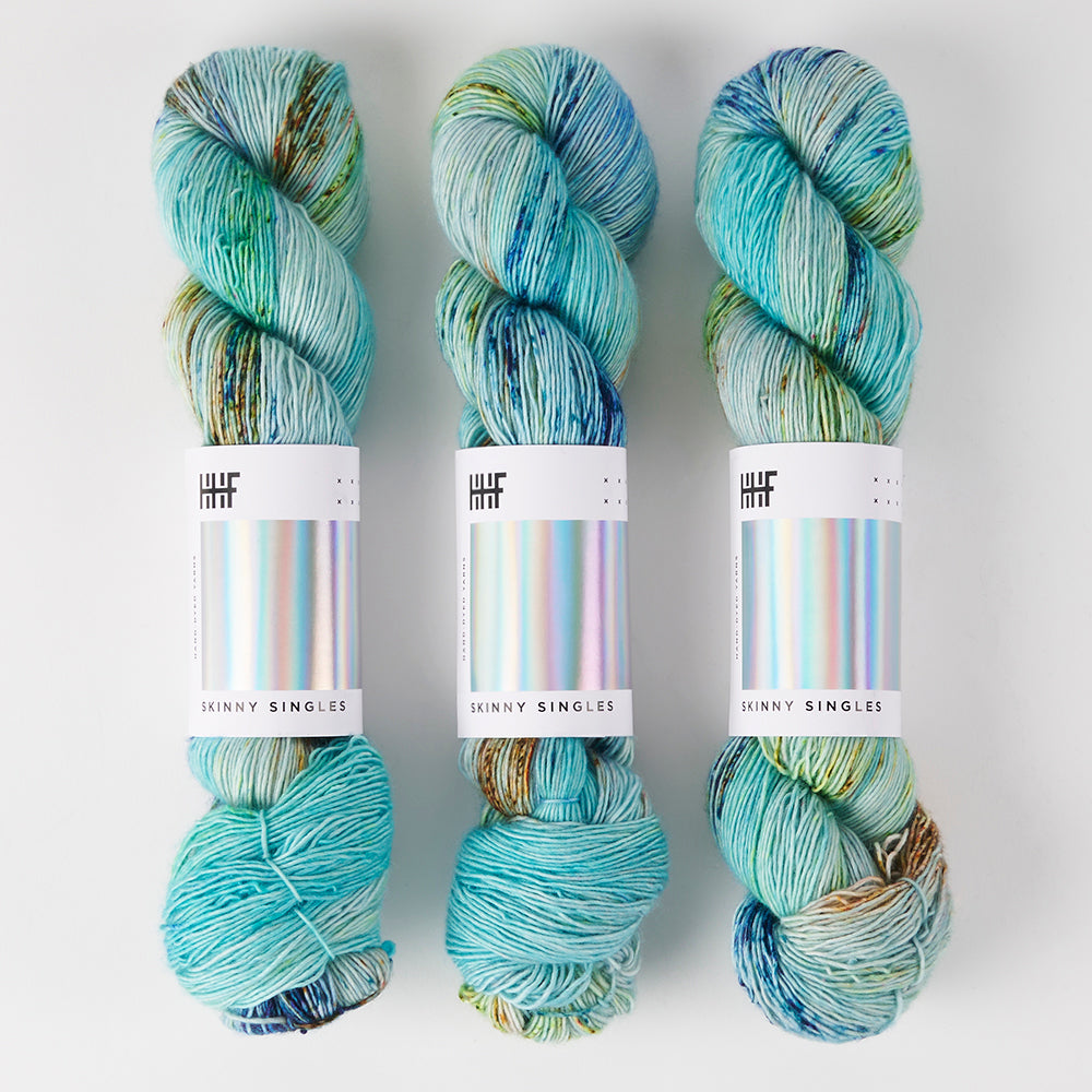 Hedgehog Fibres SKINNY SINGLES - SEA PALACE Merino wool Fingering blue turquoise Yarn
