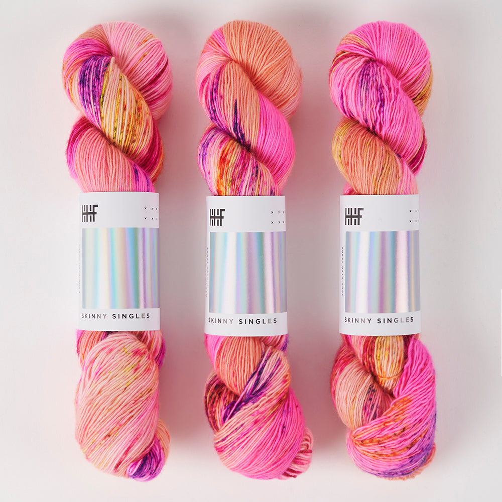Hedgehog Fibres SKINNY SINGLES - SPARKLER Merino wool Fingering fuchsia pink Yarn