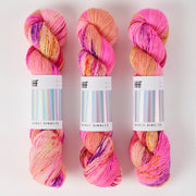 Hedgehog Fibres SKINNY SINGLES - SPARKLER Merino wool Fingering fuchsia pink Yarn