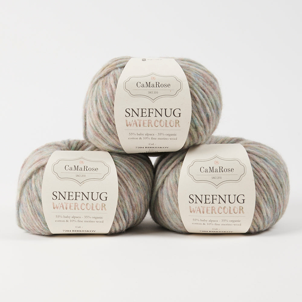 CaMaRose SNEFNUG WATERCOLOR - BIRKESKOV Alpaca Cotton Merino wool Aran multicolour cream Yarn