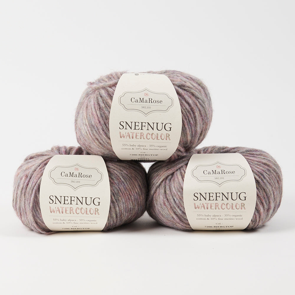 CaMaRose SNEFNUG WATERCOLOR - BJERGTOP Alpaca Cotton Merino wool Aran purple multicolour Yarn