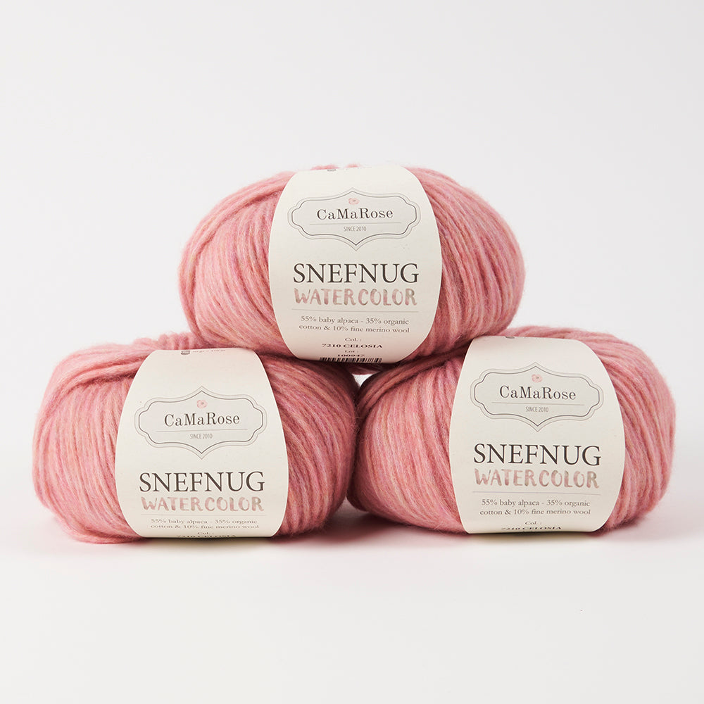 CaMaRose SNEFNUG WATERCOLOR - CELOSIA Alpaca Cotton Merino wool Aran pink Yarn