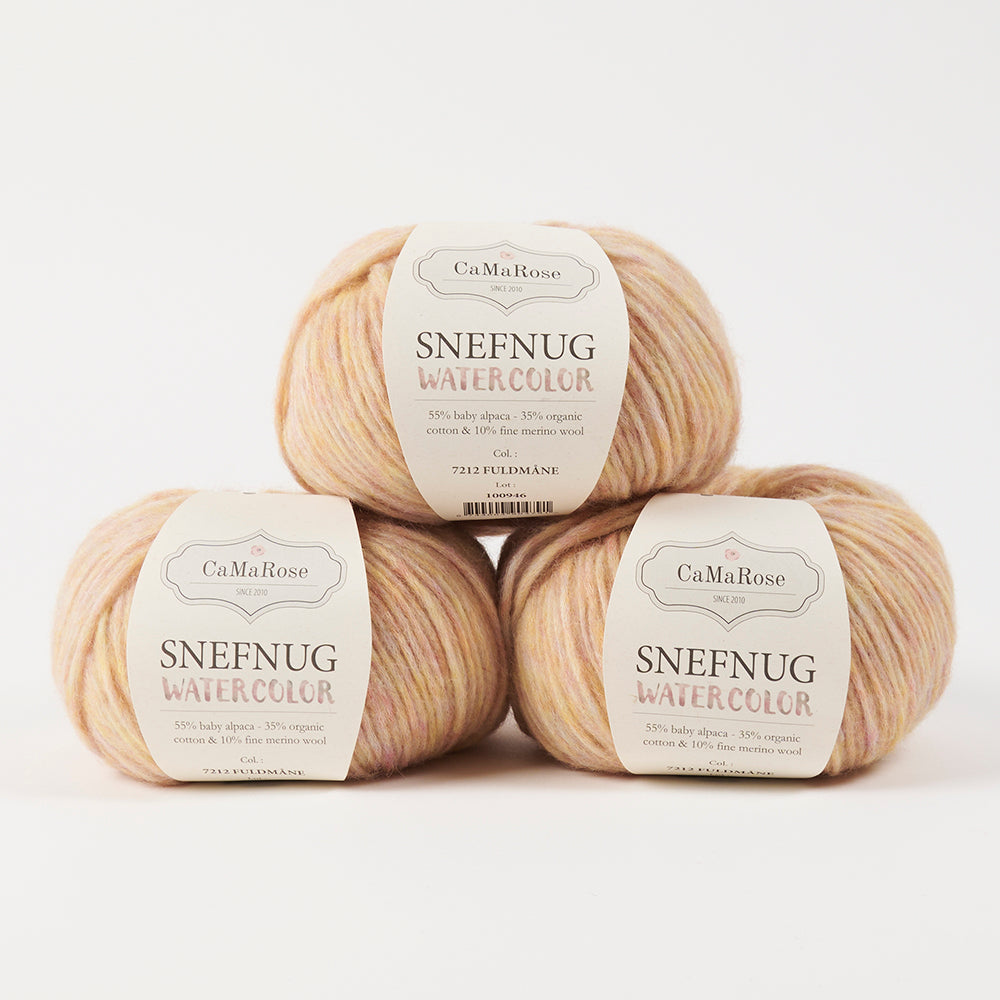 CaMaRose SNEFNUG WATERCOLOR - FULDMÅNE Alpaca Cotton Merino wool Aran peach multicolour Yarn