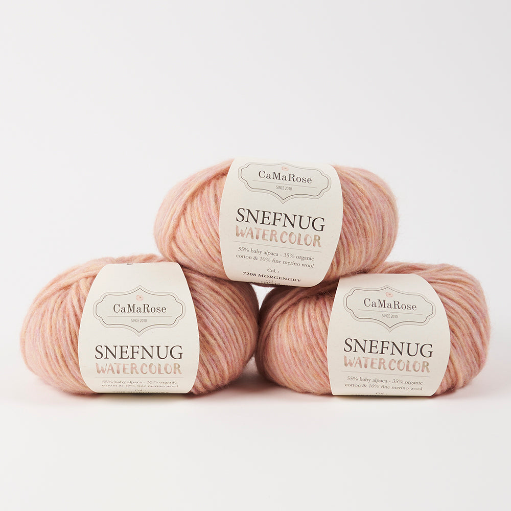 CaMaRose SNEFNUG WATERCOLOR - MORGENGRY Alpaca Cotton Merino wool Aran pink Yarn