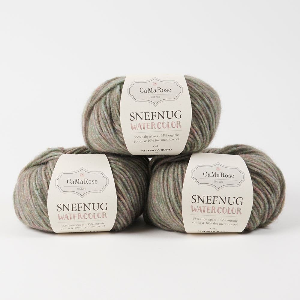 CaMaRose SNEFNUG WATERCOLOR - SKOVBUND Alpaca Cotton Merino wool Aran grey multicolour Yarn