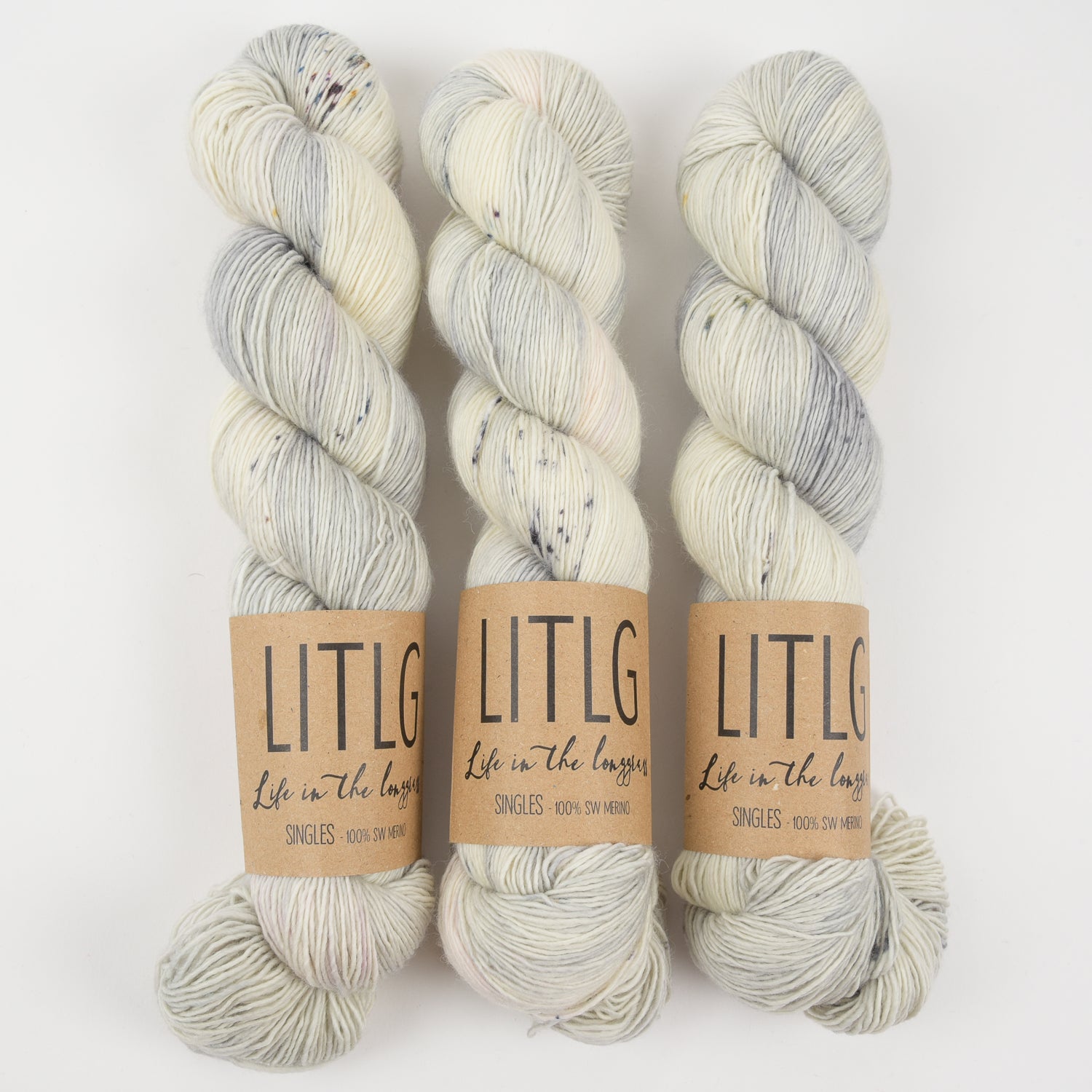 Life in The Long Grass LITLG SINGLES - STONE Merino wool Fingering white Yarn