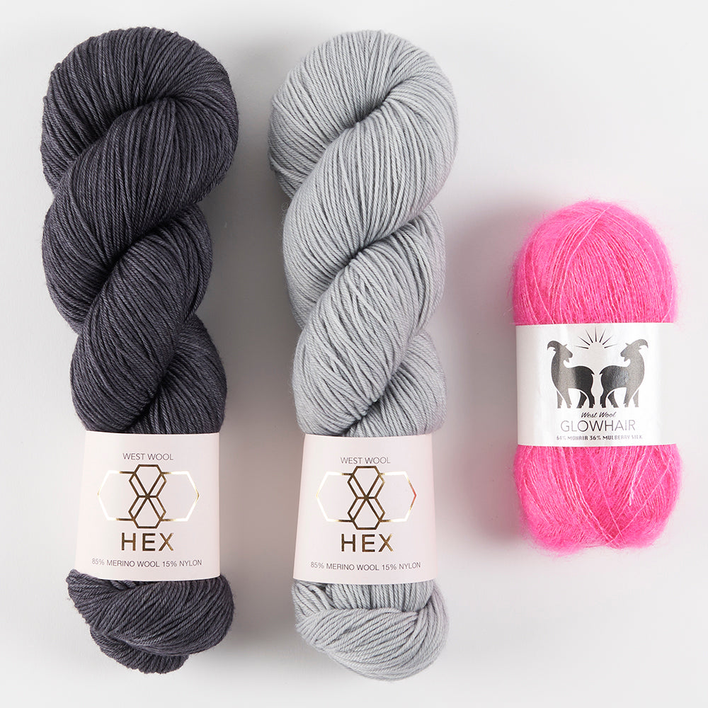 West Wool STRIPED ESJAN - TAFFY SKY Merino wool Nylon Mohair Silk Fingering  Lace multicolour Westknits Kits