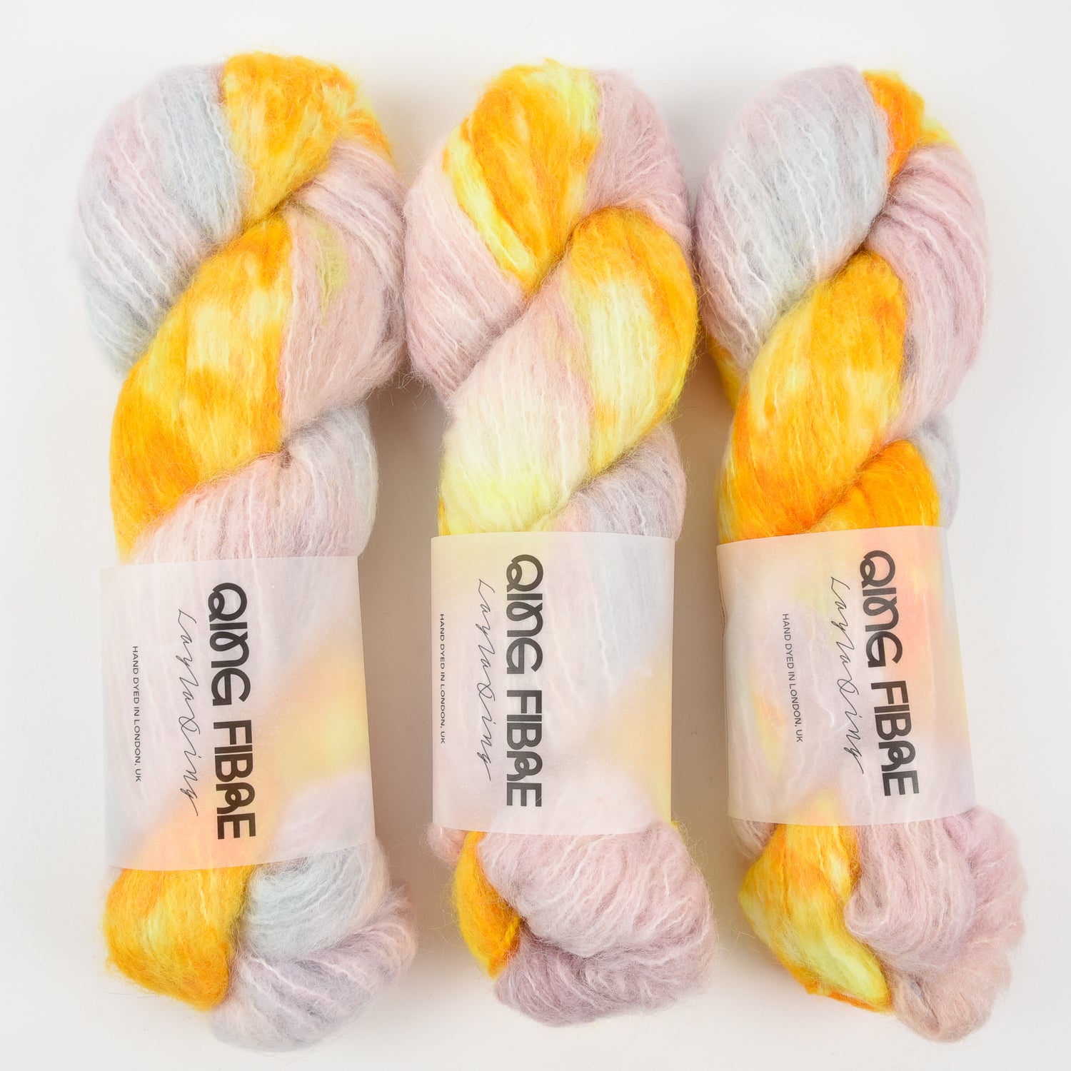 Qing Fibre MELTED BABY SURI - SUNSET DREAMS Alpaca Merino wool Silk neon Yarn