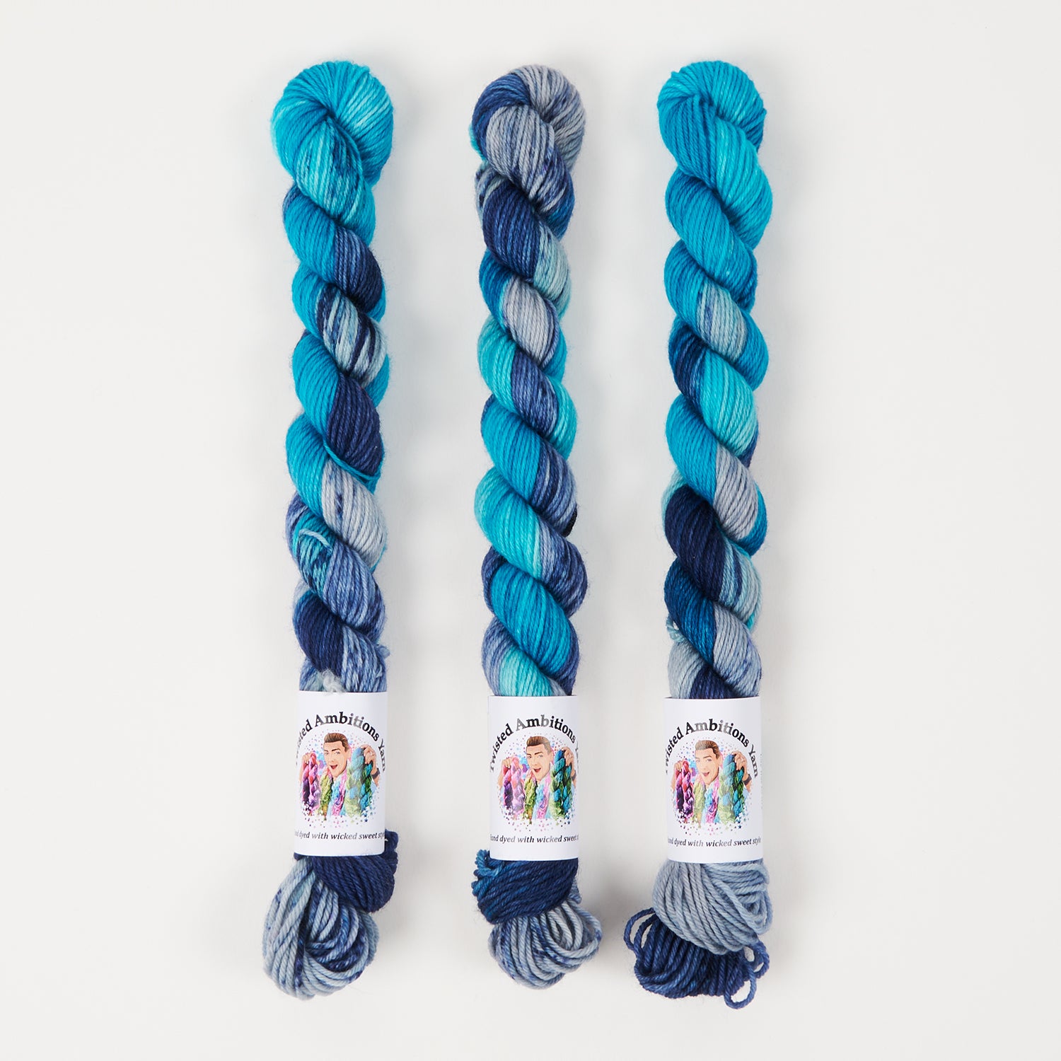 Twisted Ambitions SWEET SOCK MINI - WATERFALL Merino wool Nylon Fingering blue Yarn