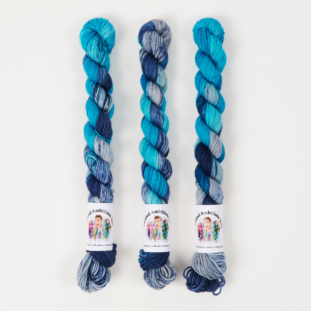 Twisted Ambitions SWEET SOCK MINI - WATERFALL Merino wool Nylon Fingering blue Yarn