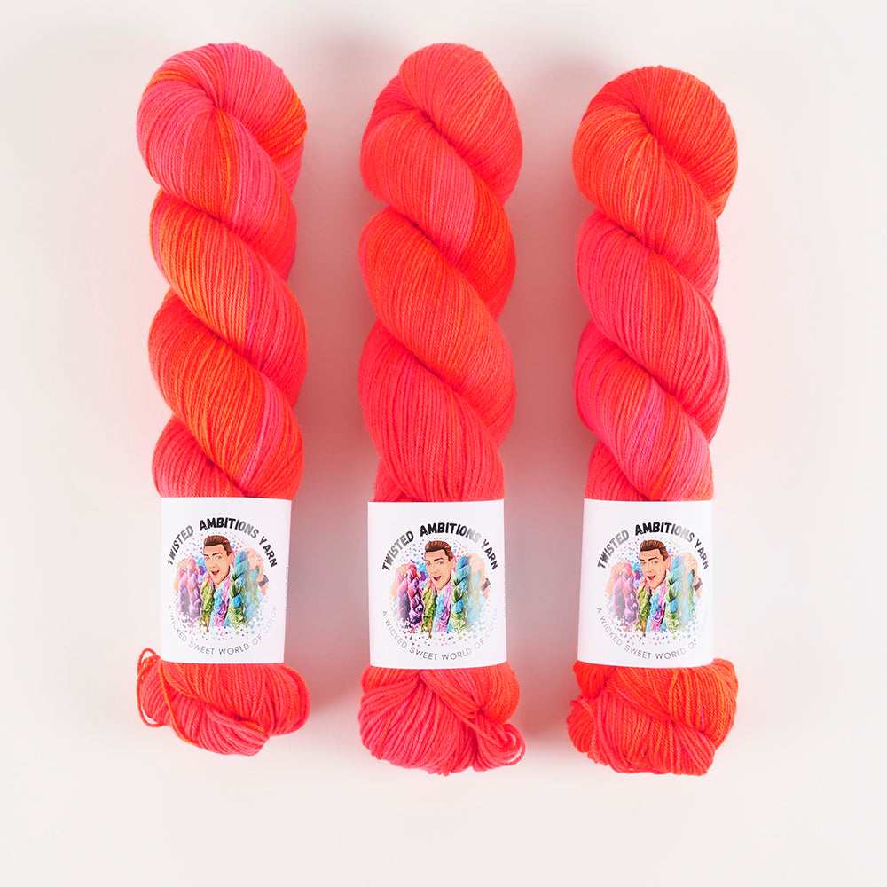 Twisted Ambitions SWEET SOCK - CHEER UP Merino wool Nylon Fingering neon pink Yarn