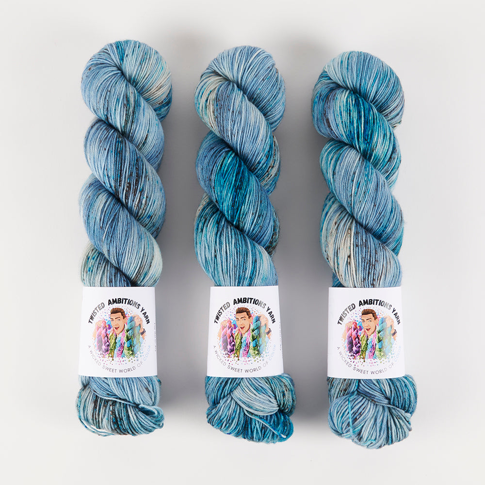 Twisted Ambitions SWEET SOCK - DANCING IN THE MOONLIGHT Merino wool Nylon Fingering blue Yarn