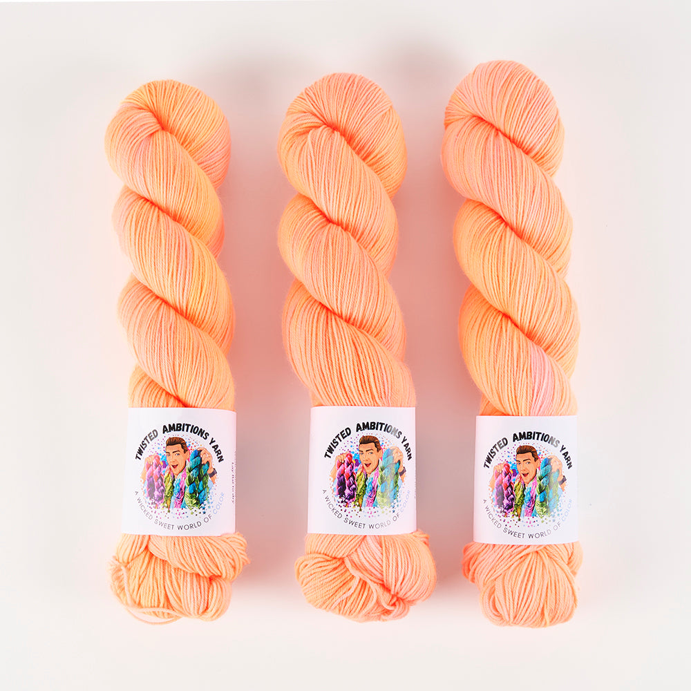 Twisted Ambitions SWEET SOCK - FRESHLY SQUEEZED Merino wool Nylon Fingering pink peach Yarn