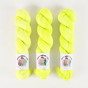 Twisted Ambitions SWEET SOCK - MOONLIGHT Merino wool Nylon Fingering neon yellow Yarn