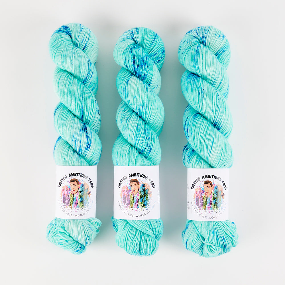 Twisted Ambitions SWEET SOCK - SHIVER Merino wool Nylon Fingering blue turquoise Yarn