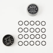 Stephen & Penelope Notions ROUND LG ZINC ALLOY BLACK STITCH MARKERS 20 PCS Tools