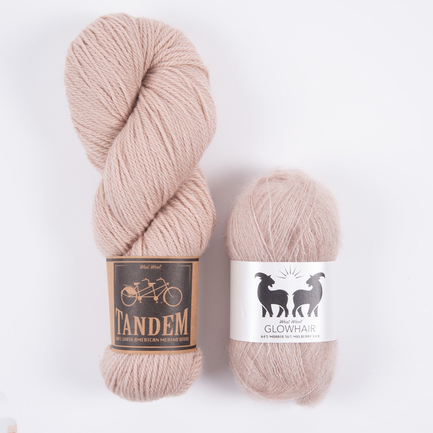 West Wool UNICORN HORN SKINNY SCARF - SAND Merino wool Mohair Silk DK Lace beige Westknits Kits