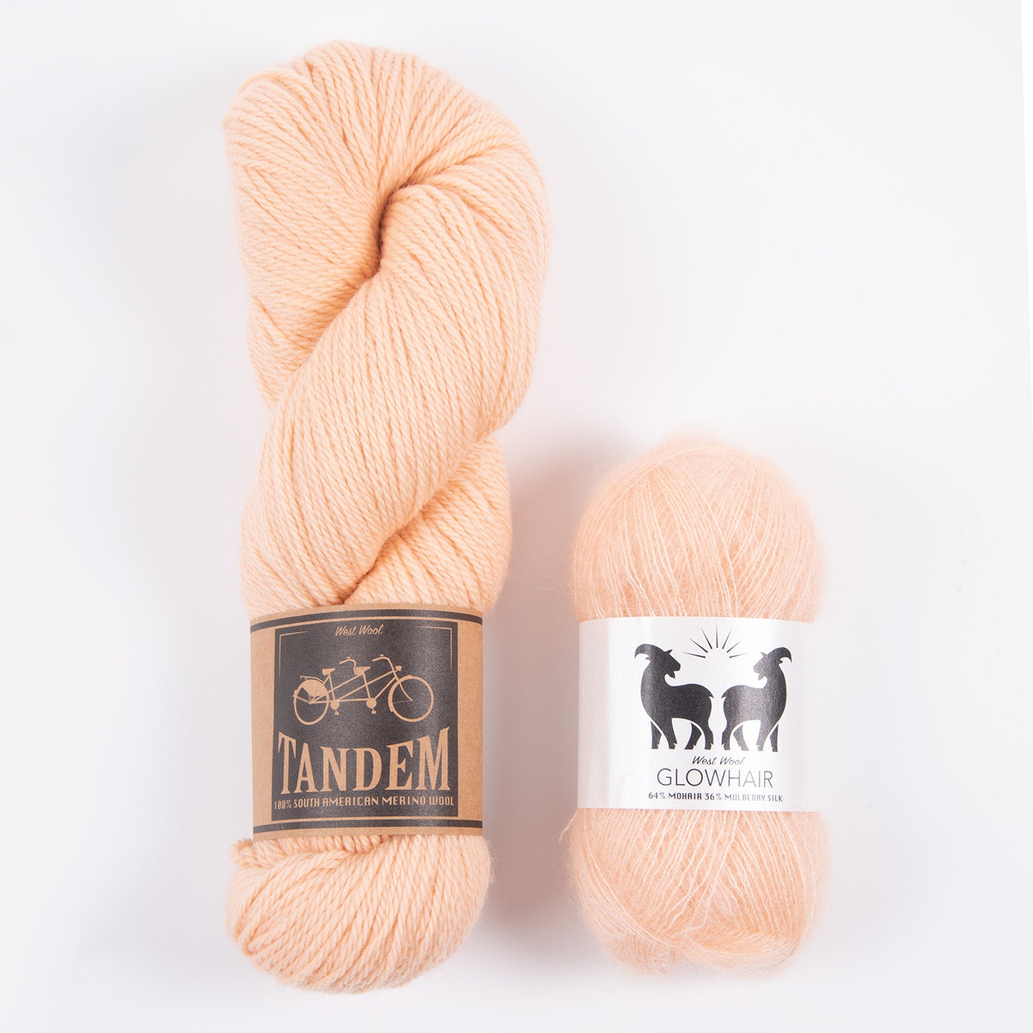 West Wool WESTKNITS KIT - SHERBERT MOHAIR MATCH FOUR DK Mohair Silk Merino wool Lace DK peach Westknits Kits