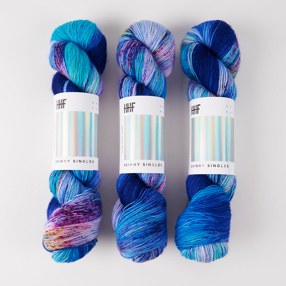 Hedgehog Fibres SKINNY SINGLES - AHOY! Merino wool Fingering blue Yarn