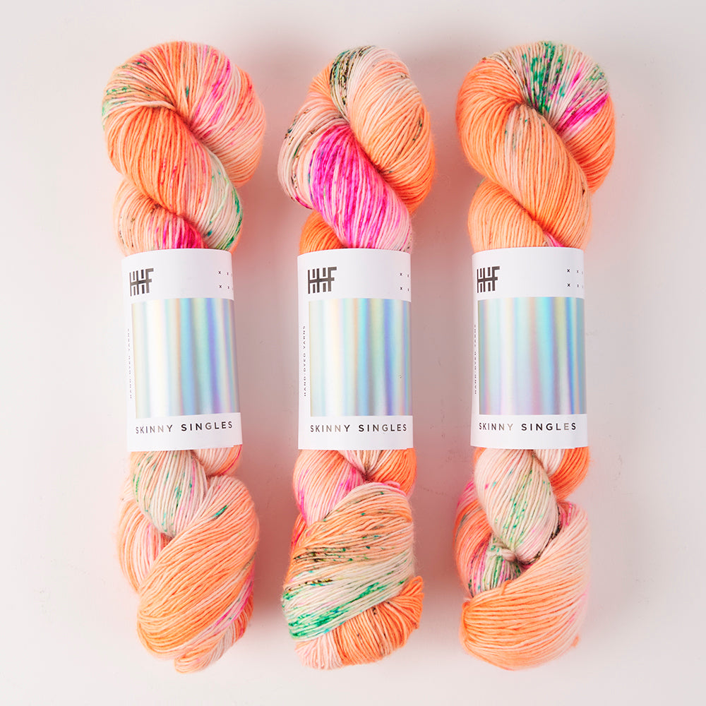 Hedgehog Fibres SKINNY SINGLES - ANEMONE Merino wool Fingering orange Yarn