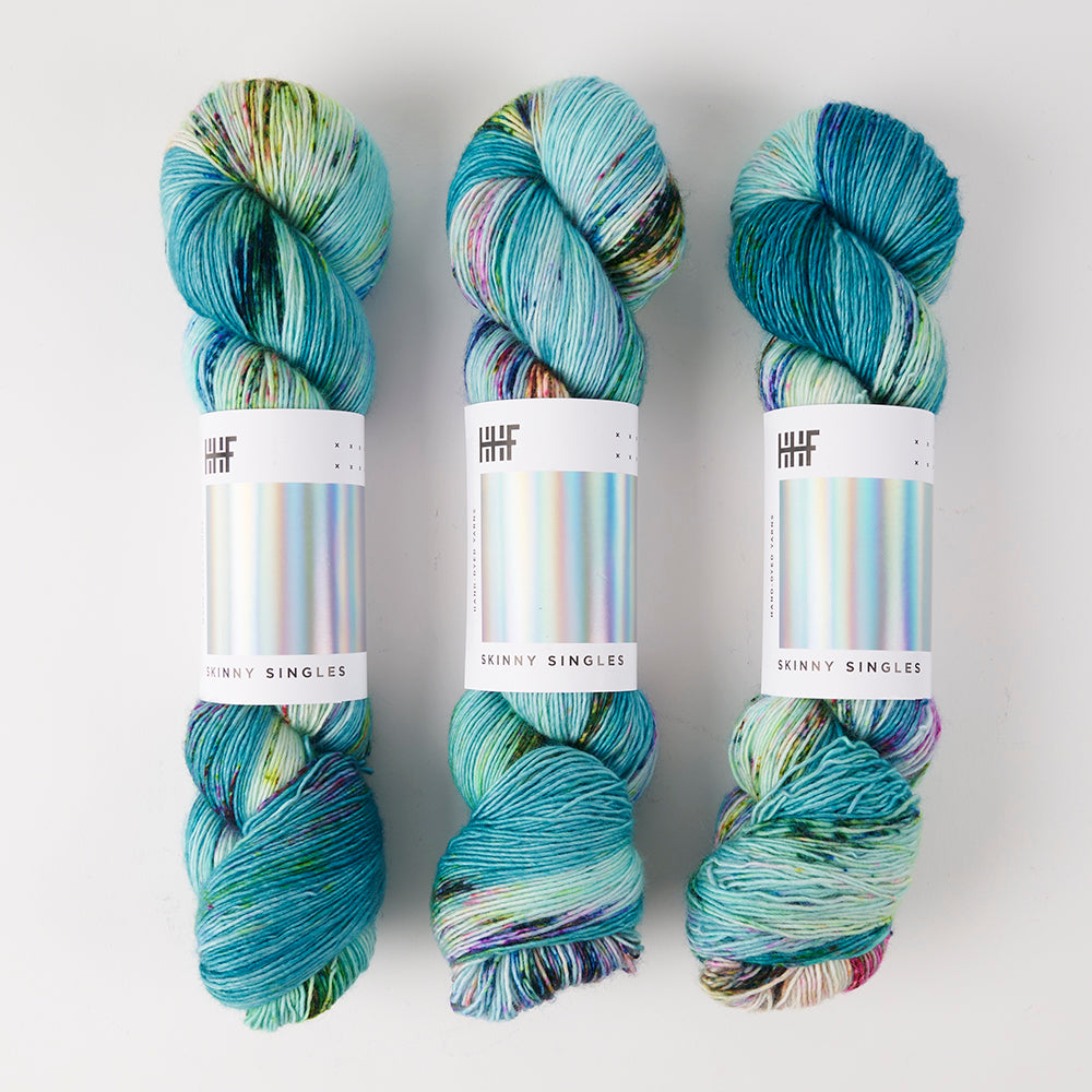 Hedgehog Fibres SKINNY SINGLES - BLUE LOBSTER Merino wool Fingering turquoise Yarn