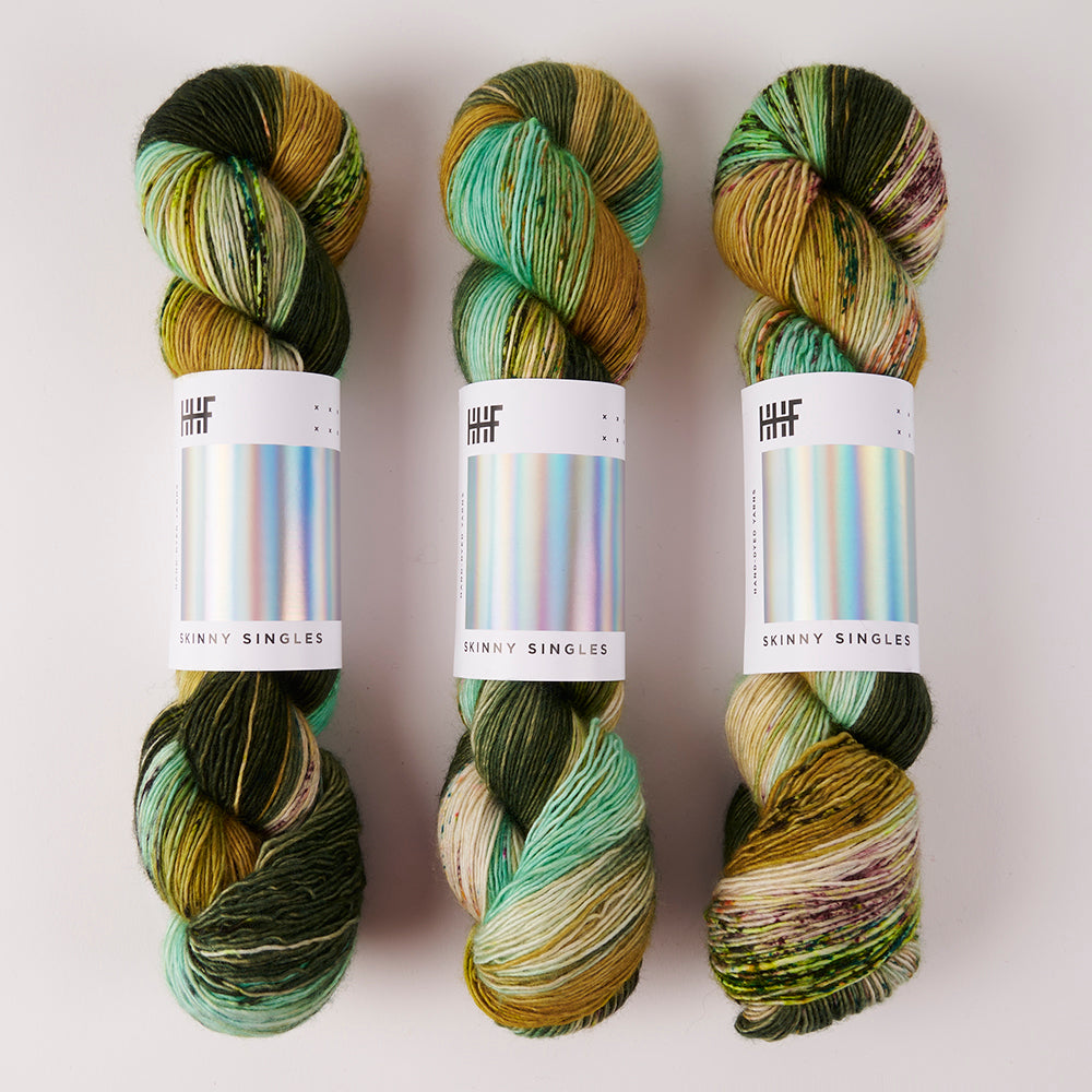 Hedgehog Fibres SKINNY SINGLES - CHAMELEON Merino wool Fingering green Yarn