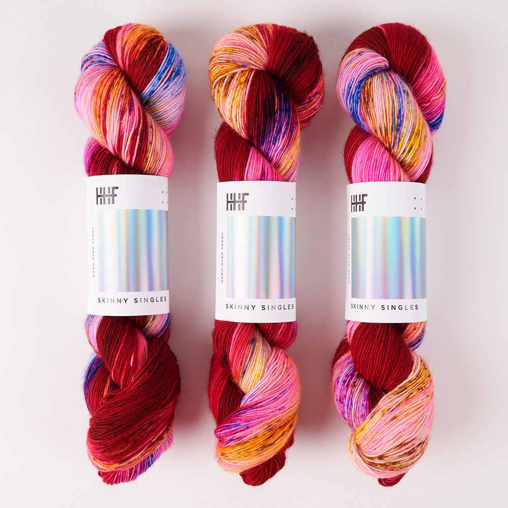 Hedgehog Fibres SKINNY SINGLES - CRUSH Merino wool Fingering red Yarn