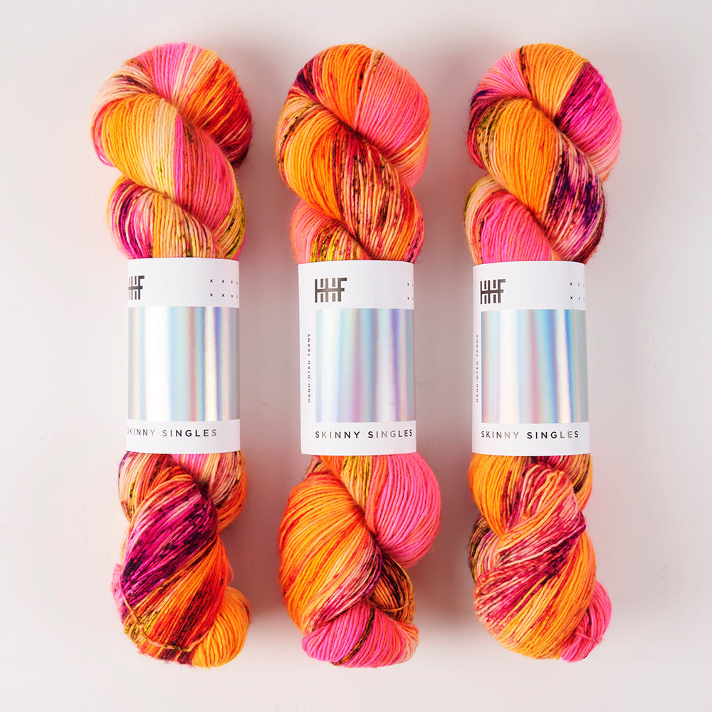 Hedgehog Fibres SKINNY SINGLES - DIVA Merino wool Fingering orange multicolour Yarn