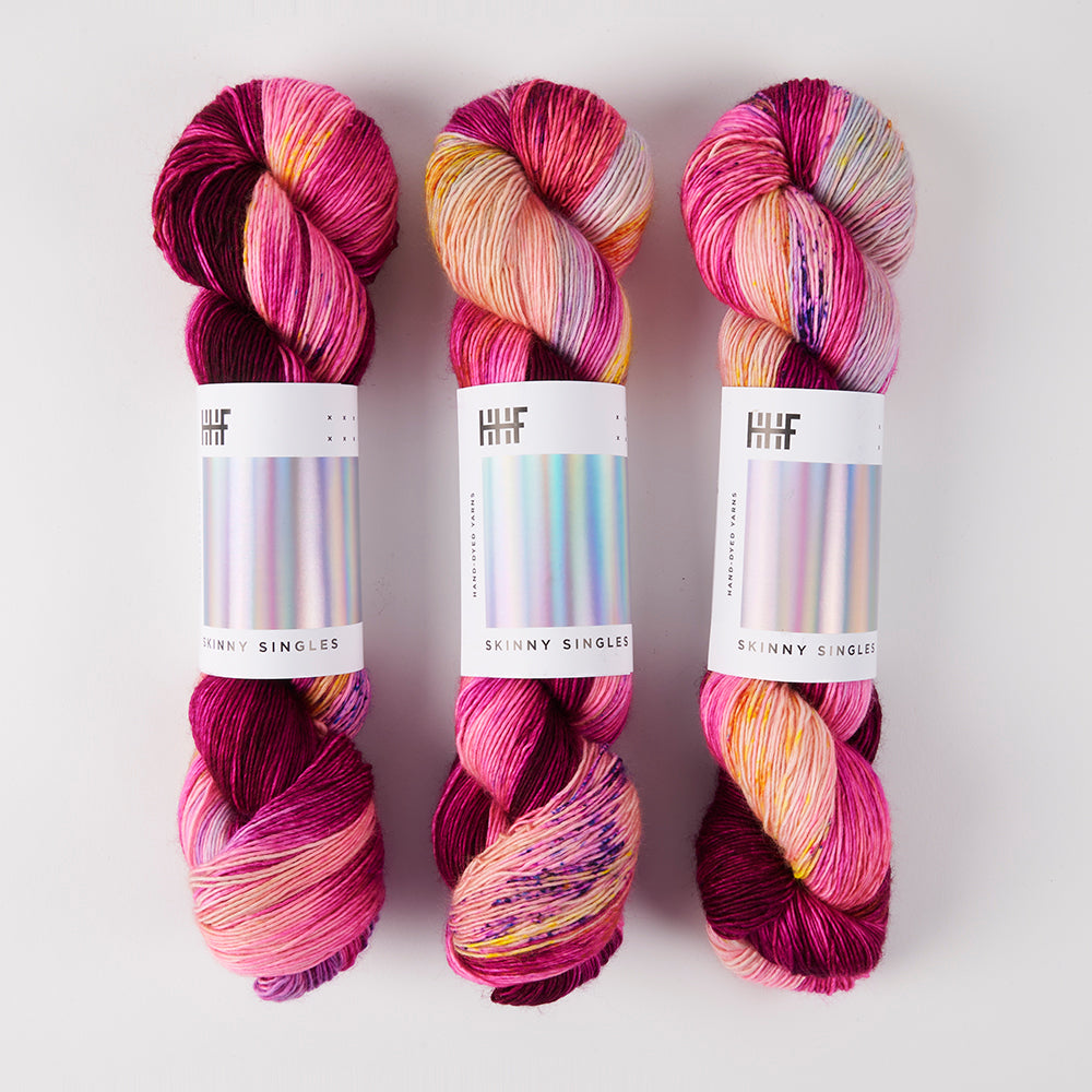 Hedgehog Fibres SKINNY SINGLES - DRAGONFRUIT Merino wool Fingering fuchsia Yarn