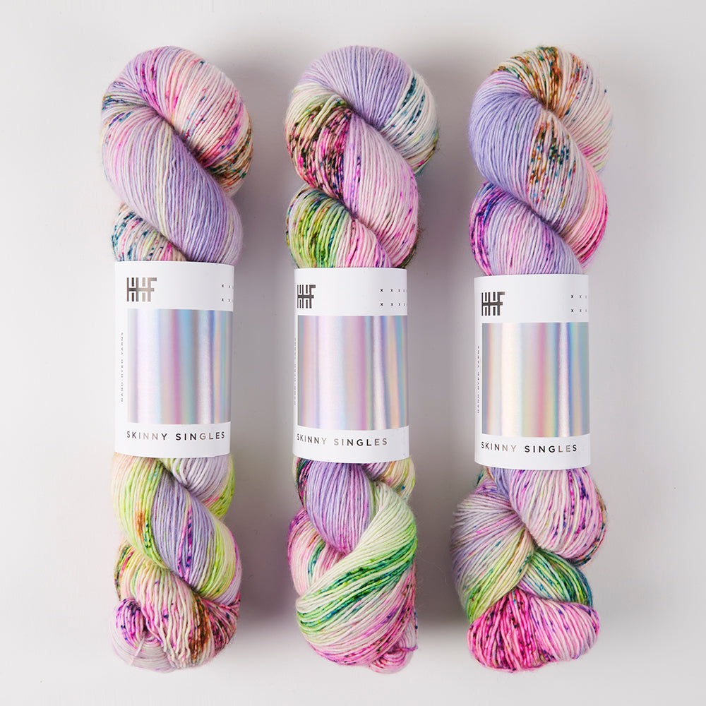 Hedgehog Fibres SKINNY SINGLES - FAIRY Merino wool Fingering purple multicolour Yarn