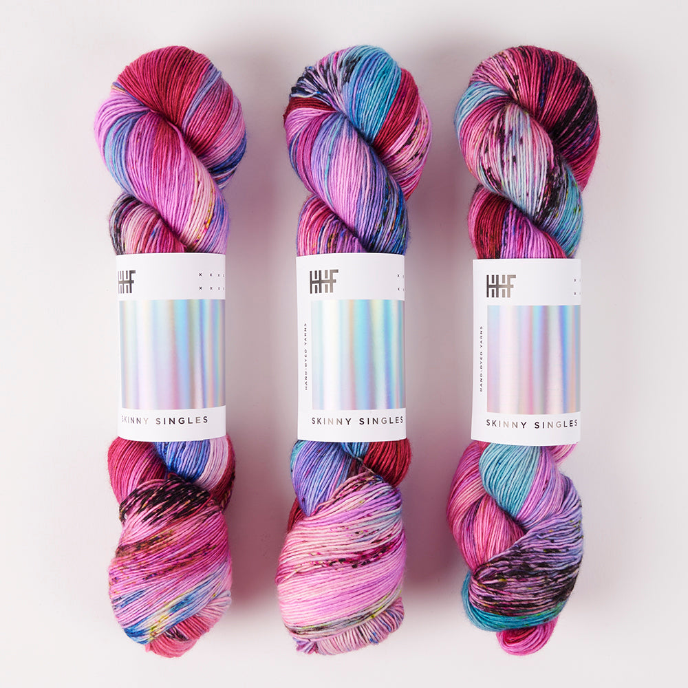 Hedgehog Fibres SKINNY SINGLES - FANCY Merino wool Fingering purple Yarn