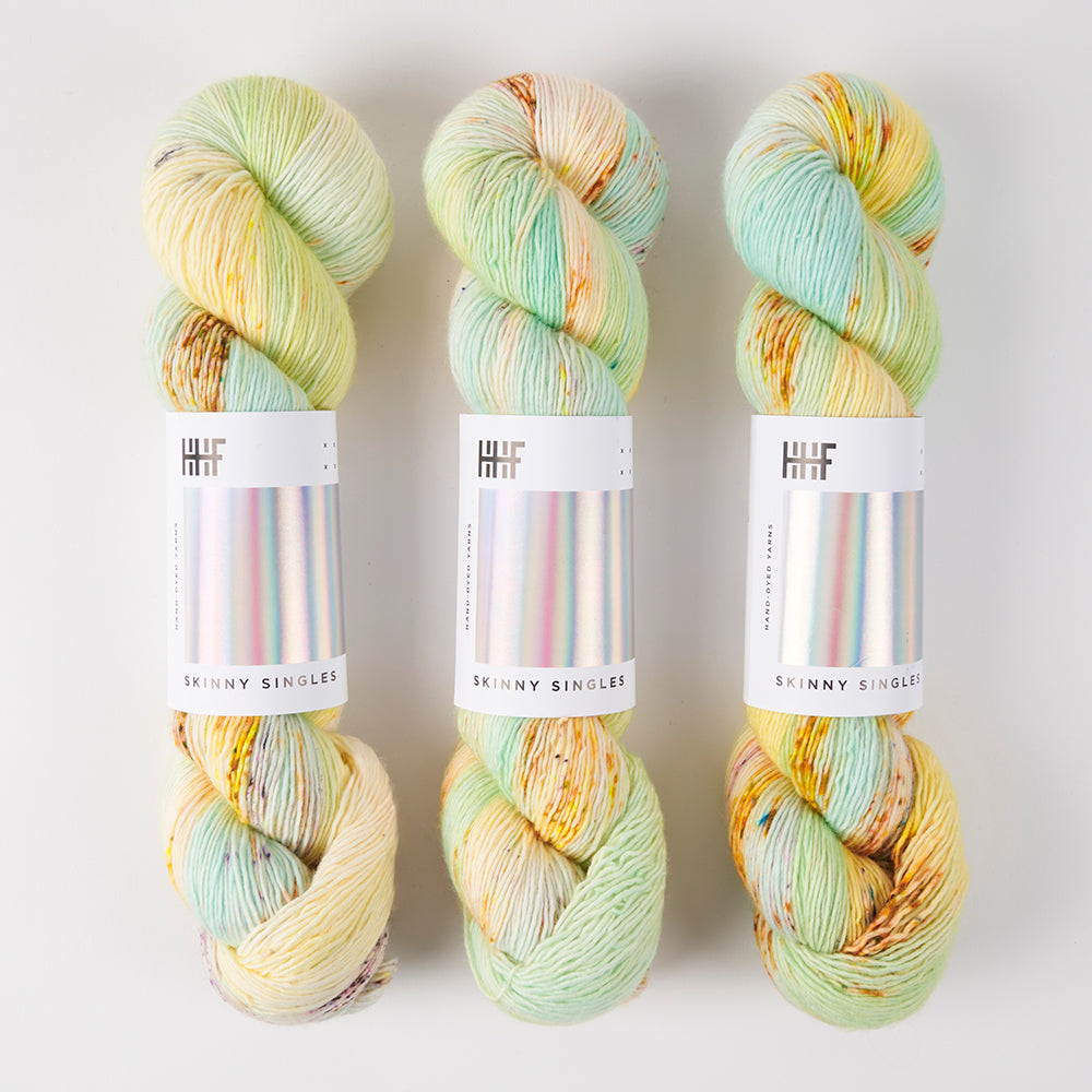 Hedgehog Fibres SKINNY SINGLES - GRASSHOPPER Merino wool Fingering green multicolour Yarn