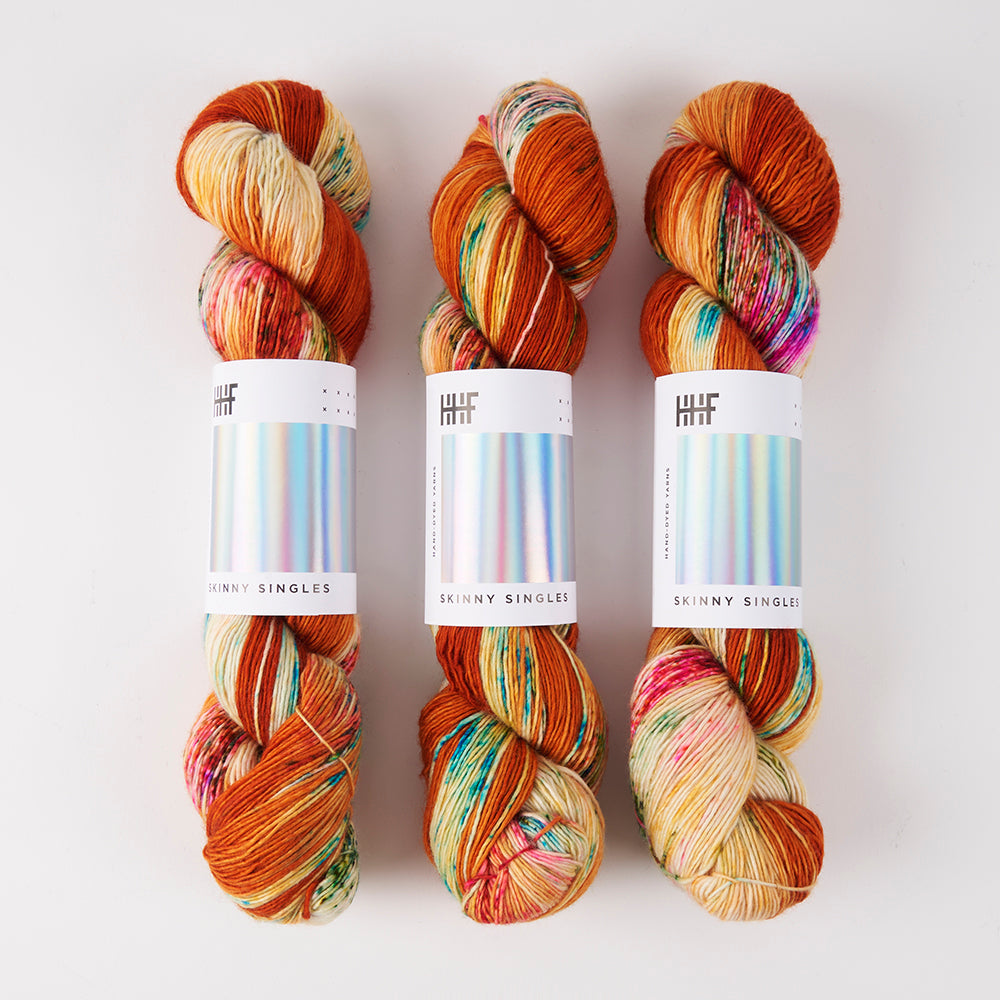 Hedgehog Fibres SKINNY SINGLES - GUPPY Merino wool Fingering orange Yarn
