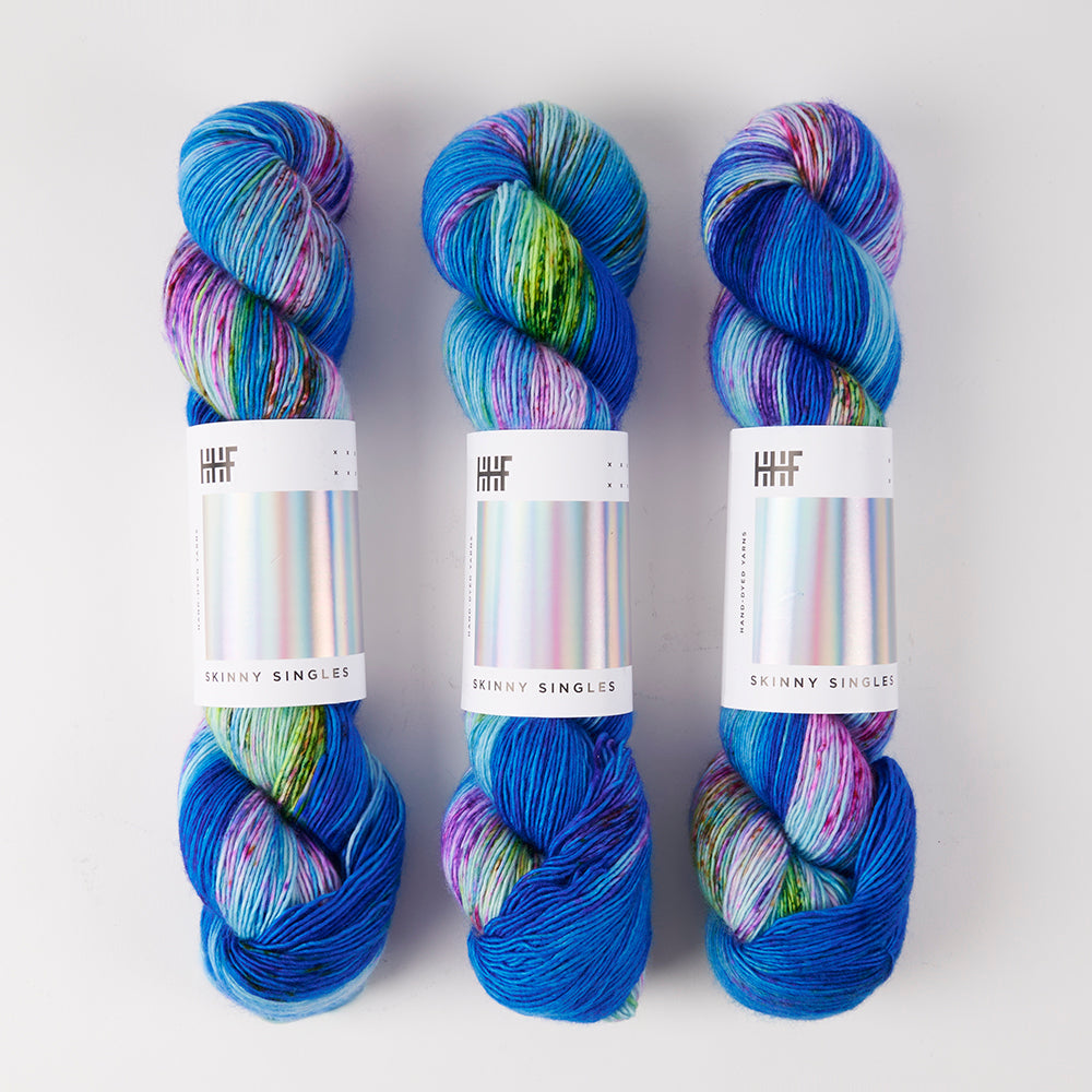 Hedgehog Fibres SKINNY SINGLES - HARBOUR Merino wool Fingering blue Yarn