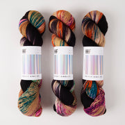 Hedgehog Fibres SKINNY SINGLES - HAWK Merino wool Fingering black multicolour Yarn