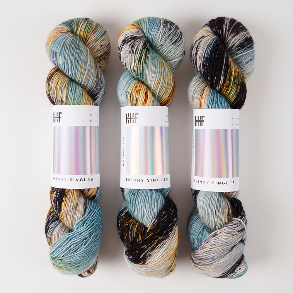 Hedgehog Fibres SKINNY SINGLES - MATCHSTICK Merino wool Fingering blue multicolour Yarn