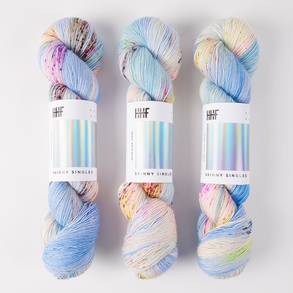 Hedgehog Fibres SKINNY SINGLES - MOON STONE Merino wool Fingering blue white Yarn